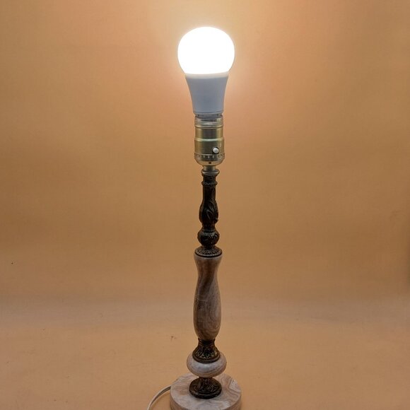 Vintage Brass & Marble Table Lamp - Picture 3 of 11